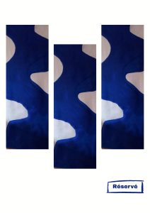 Tryptique femme bleue Fanny Dejem artiste